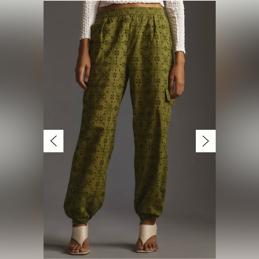 Anthropologie Eyelet Cargo Joggers NWT Size M